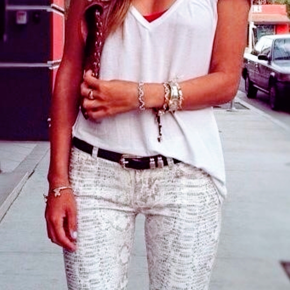 Almost Famous Denim - Hot white snake print skinny jeans